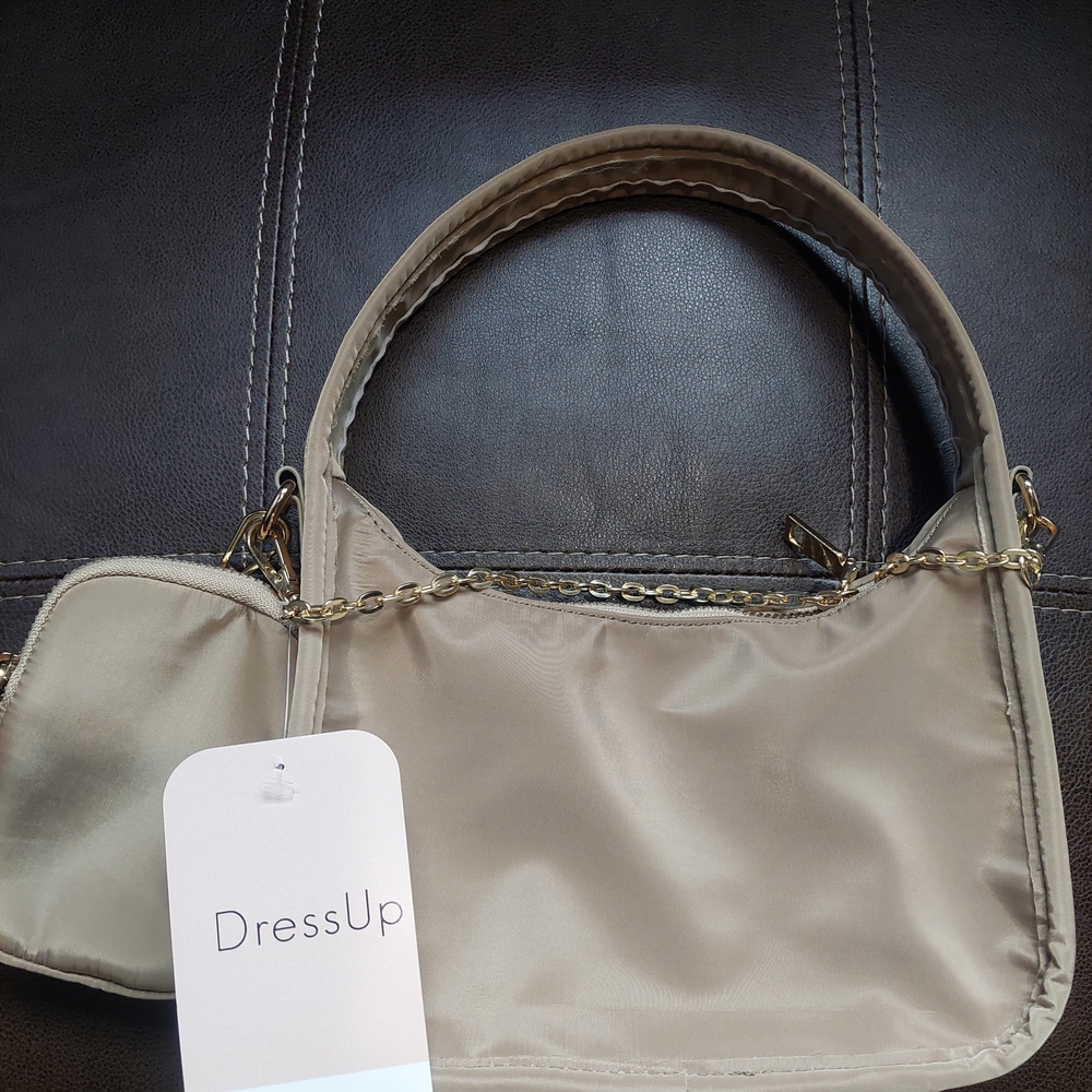 Tan Women's Bag with Chain Detail
